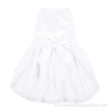 Stylish white stain fabric knitted Princess pet skirt